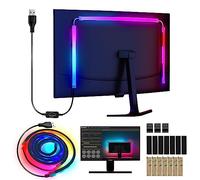 Herrselsam Tira LED de neón RGBIC de 133 cm para monitor de PC de 32 pulgadas, banda de luz de neón, retroiluminación de PC, iluminación LED USB con control de aplicación, 1 paquete