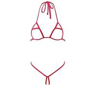 HERRYLO Micro Bikini Extreme Slutty G String Bikinis sin Entrepierna, lencería exótica para Mujer, sin Cobertura, Trajes de Bailarina Sexy Desnuda, 1602-rojo, Talla única