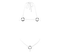 HERRYLO Micro Bikini Extreme Slutty G String Bikinis sin entrepierna, lencería exótica para mujer, sin cobertura, trajes de bailarina sexy desnuda, 21009-blanco, Talla única