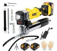 Hersance Bomba engrasadora eléctrica con batería para Makita 18V, Bomba engrasadora eléctrica con 2 baterías de 4000mAh, Set de bomba engrasadora de 10.000 PSI con 3 boquillas de engrase, Manguera de