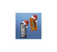 HERSHEY'S CANDY BAR WITH SANTA HAT ORNAMENT - 2 ASSORTED: HERSHEY'S AN