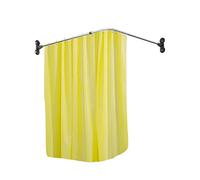 Hershii Barra de cortina de ducha curvada en forma de L para cortinas de baño, barra decorativa extensible, barra de riel de ducha de metal, montaje en pared o ventosas, color negro