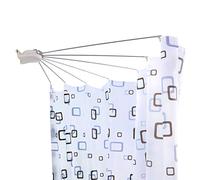 Hershii Barra de cortina de ducha plegable con forma de abanico de acero inoxidable para colgar en la pared, soporte curvado para barra de ducha