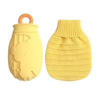 Hershii Pequeña botella de agua caliente con funda de punto y asa, bolsa de agua caliente de silicona de 320 ml para aliviar el dolor, niñas y mujeres, terapia de frío y calor, dormir y calentador de