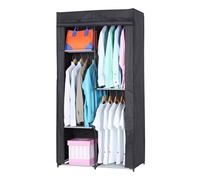 HERSIG - Armario de Tela para Ropa Resistente con Cremallera, Organizador de Gran Capacidad para Dormitorio y Trastero, Estructura Reforzada y Funda Transpirable Anti-Polvo, 88x45x169cm
