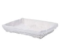 HERSIG - Bandeja Mimbre Natural | Cesta Rectangular con Forro, sin Asas - 45 x 33 x 7 cm - Blanco
