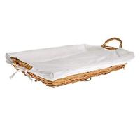 HERSIG - Bandeja Mimbre Natural | Cesta Rectangular con Forro y Asas - 45 x 33 x 7 cm