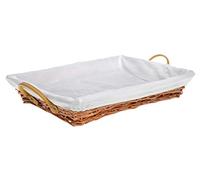 HERSIG - Bandeja Plancha Mimbre Natural | Cesta Colada Rectangular con Forro y Asas - 60 x 40 x 10 cm