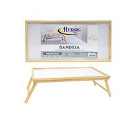 HERSIG - Bandejas para Servir Comida - Mesa para Cama - Bandeja Madera 60x30x21 CM - Bandeja Cama Resistente - Mesa Comer Sofa - Mesas Auxiliares Plegables - Bandejas Auxiliares
