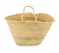 HERSIG Bolso Capazo de Palma de Base Oval - Bolso de Rafia Natural con Asas Cortas de Mano Robustas | 50x20x28/37 cm | Bolsa Cesta Grande Mujer para Playa, Compras, Vacaciones, Picnic, Diario