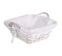 HERSIG - Cesta de Mimbre | Cesta Decorativa con Forro Cuadrado con Asas Color Blanco - 22x22x8cm - Pack 6