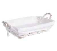 HERSIG - Cesta de Mimbre | Cesta Decorativa con Forro Rectangular con Asas Color Blanco - 26x20x8cm - Pack 6