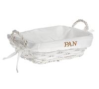 HERSIG - Cesta de Mimbre | Cesta Decorativa con Forro Rectangular con Asas Color Blanco - 26x20x8cm - Pack 6