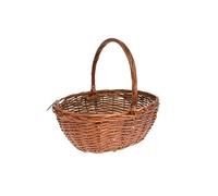 HERSIG - Cesta mimbre grande con asa - Cestas de mimbre multiusos - Cesto para almacenaje, decoración, baño o picnic - Ovalada Caoba 40x33x18/40cm
