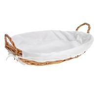 HERSIG - Cesta Ovalada de Mimbre | Cesto Ovalado Decorativo con Forro y Asas - 60x40x10cm