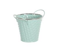 HERSIG - Cubo Metal Color Turquesa | Macetero Redondo Metal - 17x16cm