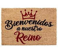 HERSIG - Felpudo Coco | Felpudo Original Rectangular Bienvenidos a Nuestro Reino Rojo - 60x40 cm