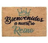 HERSIG - Felpudo Coco | Felpudo Original Rectangular Bienvenidos a Nuestro Reino Verde - 60x40 cm
