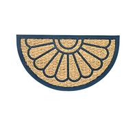 HERSIG - Felpudo Goma y Coco | Felpudo Original Media Luna Flor Mezcla Goma y Coco Color Natural - 60x40 cm