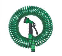 HERSIG - Manguera de Jardín Extensible en Espiral con Pistola de Riego de Color Verde Oscuro - 15 m