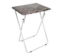 HERSIG - Mesas Auxiliares Plegables - Mesa Plegable Marmol Marrón 48x38x66 CM - Mesa Jardin Exterior - Mesas Plegables Portatiles Resistentes - Ideal para Camping, Picnic, Trabajo, Fácil de Guardar