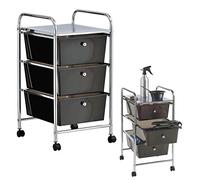 HERSIG - Mueble Cajonera Plastico | Cajonera con Ruedas 3 Alturas - Color Negro