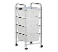 HERSIG - Mueble Cajonera Plastico | Cajonera con Ruedas 4 Alturas - Color Blanco