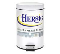HERSIG - Papelera de Baño con Pedal, Capacidad de 3L, Cubo de Basura en Metal de Alta Resistencia, Tapa Anti-Atasco y Base Estable Antivuelco (Blanco)