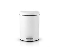 HERSIG - Papelera de Baño con Pedal, Capacidad de 7L, Cubo de Basura en Metal de Alta Resistencia, Tapa Anti-Atasco y Base Estable Antivuelco (Blanco)