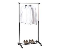 HERSIG - Perchero con Ruedas metalizado y negro | Burro para Ropa - Altura Ajustable