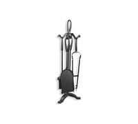 HERSIG - Set de Chimenea - Utensilios Chimenea de Leña con Soporte - Juego de 3 Accesorios de Forja -Pala, Escoba, Pinzas y Atizador - Accesorios Estufa y Chimeneas Leña