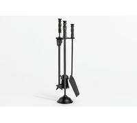 HERSIG - Set de Chimenea - Utensilios Chimenea de Leña con Soporte - Juego de 4 Accesorios de Forja -Pala, Escoba, Pinzas y Atizador - Accesorios Estufa y Chimeneas Leña