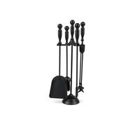 HERSIG - Set de Chimenea - Utensilios Chimenea de Leña con Soporte - Juego de 4 Accesorios de Forja -Pala, Escoba, Pinzas y Atizador - Accesorios Estufa y Chimeneas Leña