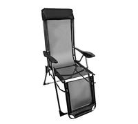 HERSIG - Silla Tumbona Plegable - Sillones Jardin Exterior - Sillas Tumbonas - Tumbonas Jardin con Reposapies - Exterior Terraza, Camping, Piscina - Ligera y Resistente - Negra
