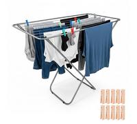 HERSIG - Tendedero Plegable - Tendedero de Ropa - Tendederos Interiores Plegables - Apto para Exteriores 10 Metros de Tendido - Conteras Antideslizantes y Montaje Sencillo- Hierro - Color Gris - 10m