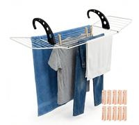 HERSIG - Tendedero Radiador - Tendederos Plegables - Tendedero Interior - Apto para Balcón con hasta 18 Metros de Tendido - Fabricado en Metal Resistente Color Blanco, Medidas 175 x 55 cm