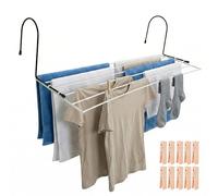 HERSIG - Tendedero Radiador - Tendederos Plegables - Tendedero Interior - Apto para Balcón con hasta 2,5 Metros - Metal Resistente Color Blanco - Medidas 52 x 21 x 16 cm