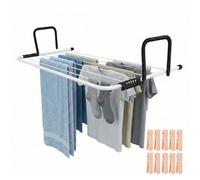 HERSIG - Tendedero Radiador - Tendederos Plegables - Tendedero Interior - Apto para Balcón con hasta 5 Metros - Metal Resistente Color Blanco - Medidas 73 x 34 x 13 cm