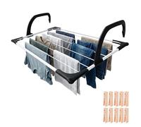 HERSIG - Tendedero Radiador - Tendederos Plegables - Tendederos Plegable para Terraza - Apto para Balcón con hasta 7 Metros - Metal - Color Blanco - 63 x 49 x 16,5 cm
