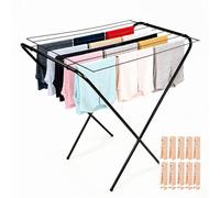 HERSIG - Tendederos Plegables - Tendedero Plegable - Tendedero de Ropa Interior y Exterior de Hierro con 8 Metros de Tendido - Montaje Sencillo - Color Negro