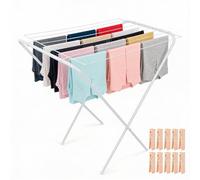 HERSIG - Tendederos Plegables - Tendedero Plegable -Tendederos Interior/Exterior con 8 Metros de Tendido - Estructura con Conteras Antideslizantes y Montaje Sencillo- Color Blanco - Hierro