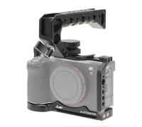 Hersmay A7CII/A7CR - Jaula de cámara con mango superior, aluminio completo para cámara Sony A7CII A7CR accesorio de cámara con liberación rápida para trípode Arca, zapata fría, riel OTAN y orificios