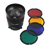 Hersmay NG-10X Bowens Mount Fresnel Lens Focusing Adapter Fresnel Spot S-Mount Adapter 10-40° 5X más brillante para Godox sl-60w Bowens Mount Studio Light Flash LED Light 4 Color Gel Filters