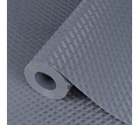 Hersvin 60cmx500cm Plastico Protector para Cocina Cajones, Alfombras Non Adhesivo para Nevera Mueble Fregadero Estante Organizador Cubiertos EVA Cubre Encimera(Gris/Cruzado Raya)