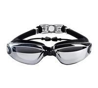 Hersvin Gafas de natación (M/0 hasta M/-8,0), UV400, antivaho, para adultos, hombres, mujeres, niños (negro, M, -4,0)