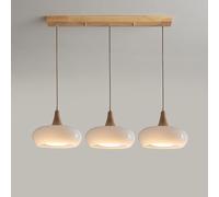 Hertl Lámpara colgante de 3 luces de mediados de siglo, pantalla de cúpula de cristal naranja, lámpara colgante vintage de granja, lámpara de cristal de leche blanca for comedor, mesa, dormitorio, caf