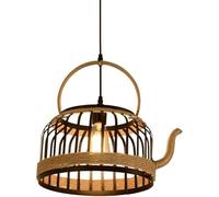 Hertl Lámpara de araña de techo.Lámpara de araña de cuerda de cáñamo de hierro industrial vintage, luz colgante industrial de tetera creativa, mesa de bar de tienda de té de catering lámpara colgante