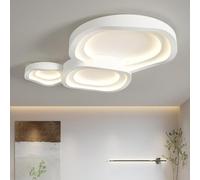 Hertl Lámpara de techo con iluminación empotrada en color blanco nórdico, anillo LED, lámpara de techo for sala de estar, lámpara LED redonda regulable de acrílico de 3 anillos for vestíbulo, dormitor
