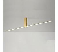 Hertl Lámpara de techo de montaje semiempotrado lineal moderna dorada, aplique de techo LED de 22W 3000K, lámpara de techo de barra larga con tira negra minimalista, luz blanca for pasillo for sala de