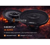 Hertz X690 Altavoz coaxial de 4 vías 6x9, 340 vatios, 1 par Hertz UNO X 690
